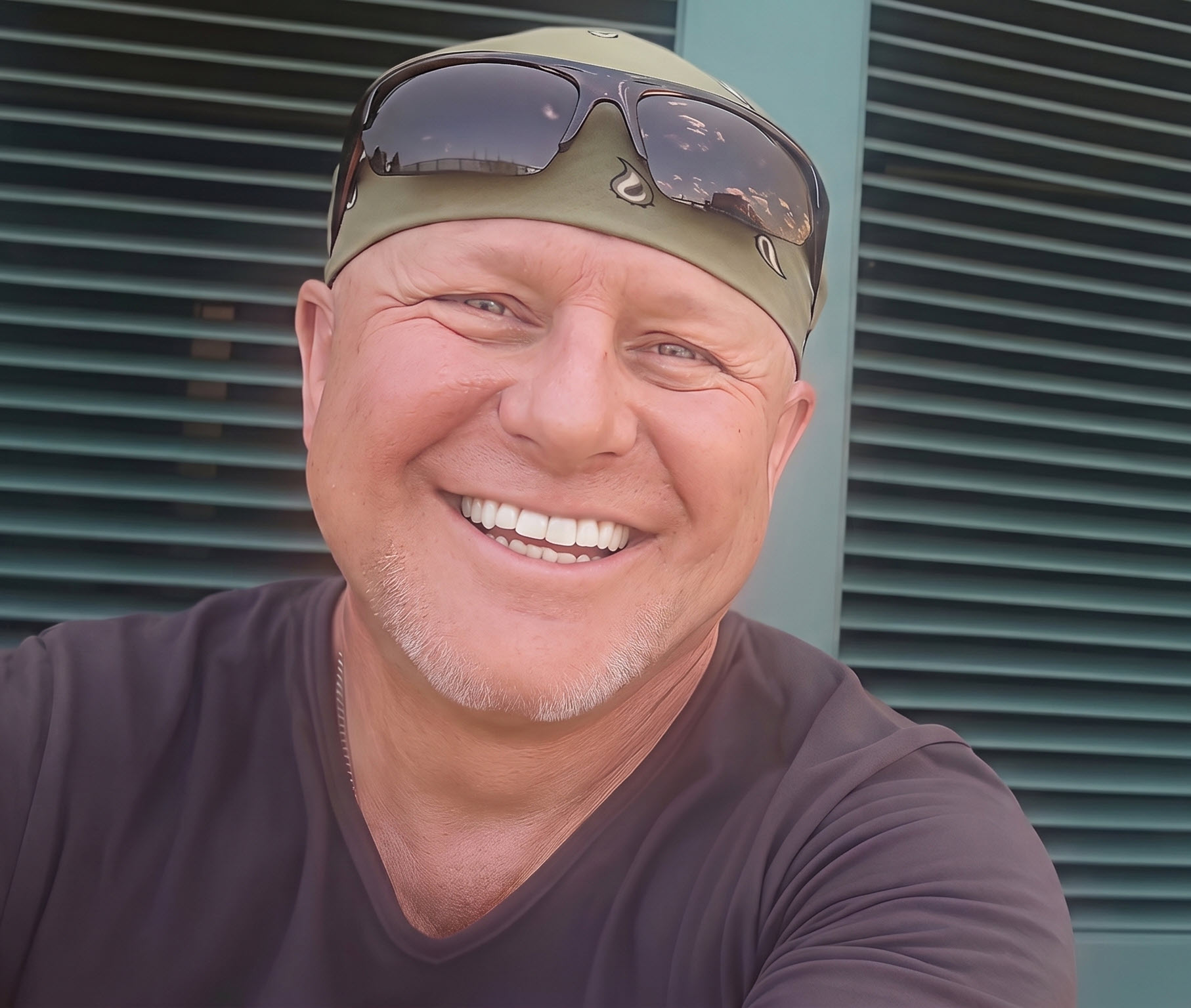 Paul Keefer wearing a bandana