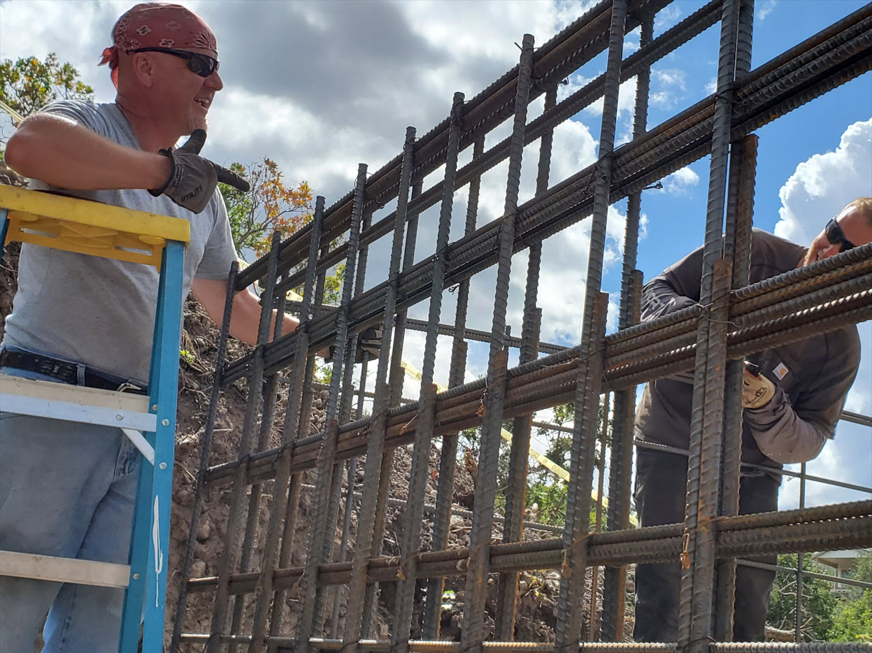 Paul working with rebar